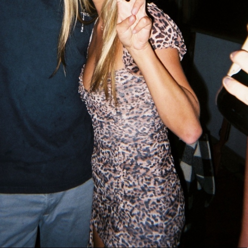 SALTY cheetah leopard mini ruched dress